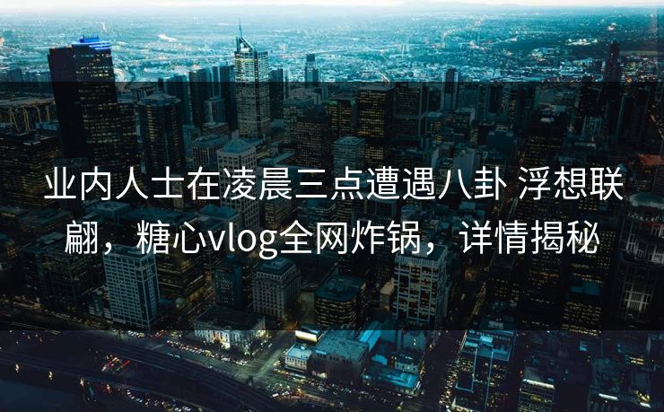 业内人士在凌晨三点遭遇八卦 浮想联翩，糖心vlog全网炸锅，详情揭秘