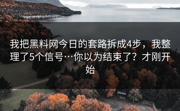 我把黑料网今日的套路拆成4步，我整理了5个信号…你以为结束了？才刚开始