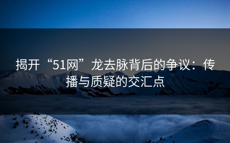 揭开“51网”龙去脉背后的争议：传播与质疑的交汇点